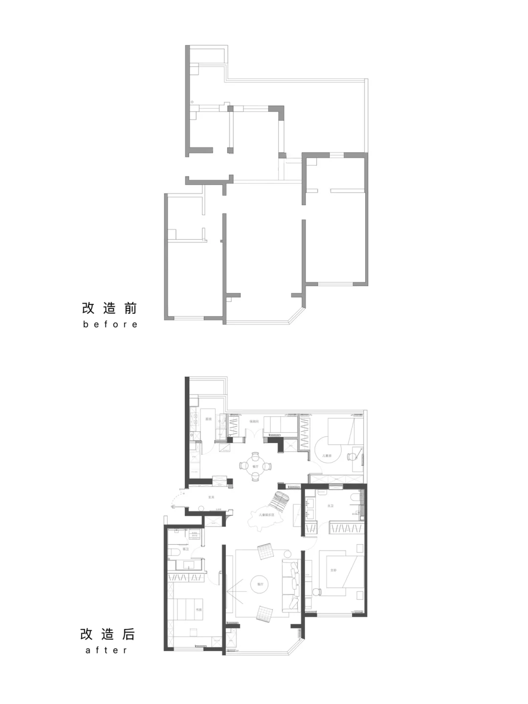 164㎡中古风老房改造，梳理家的布局（附图纸）