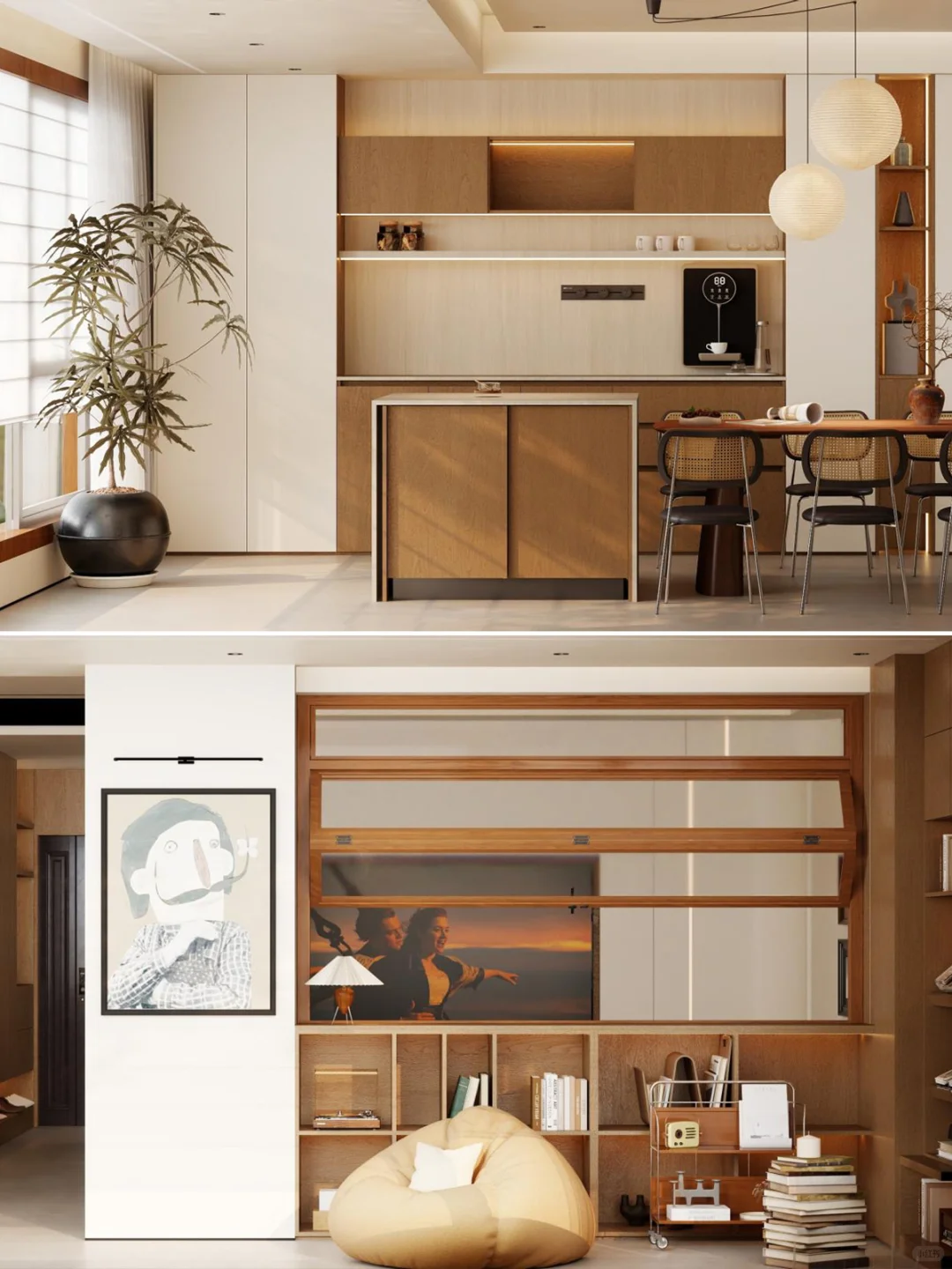 158㎡中古风+奶油色，拿捏复古电影感！