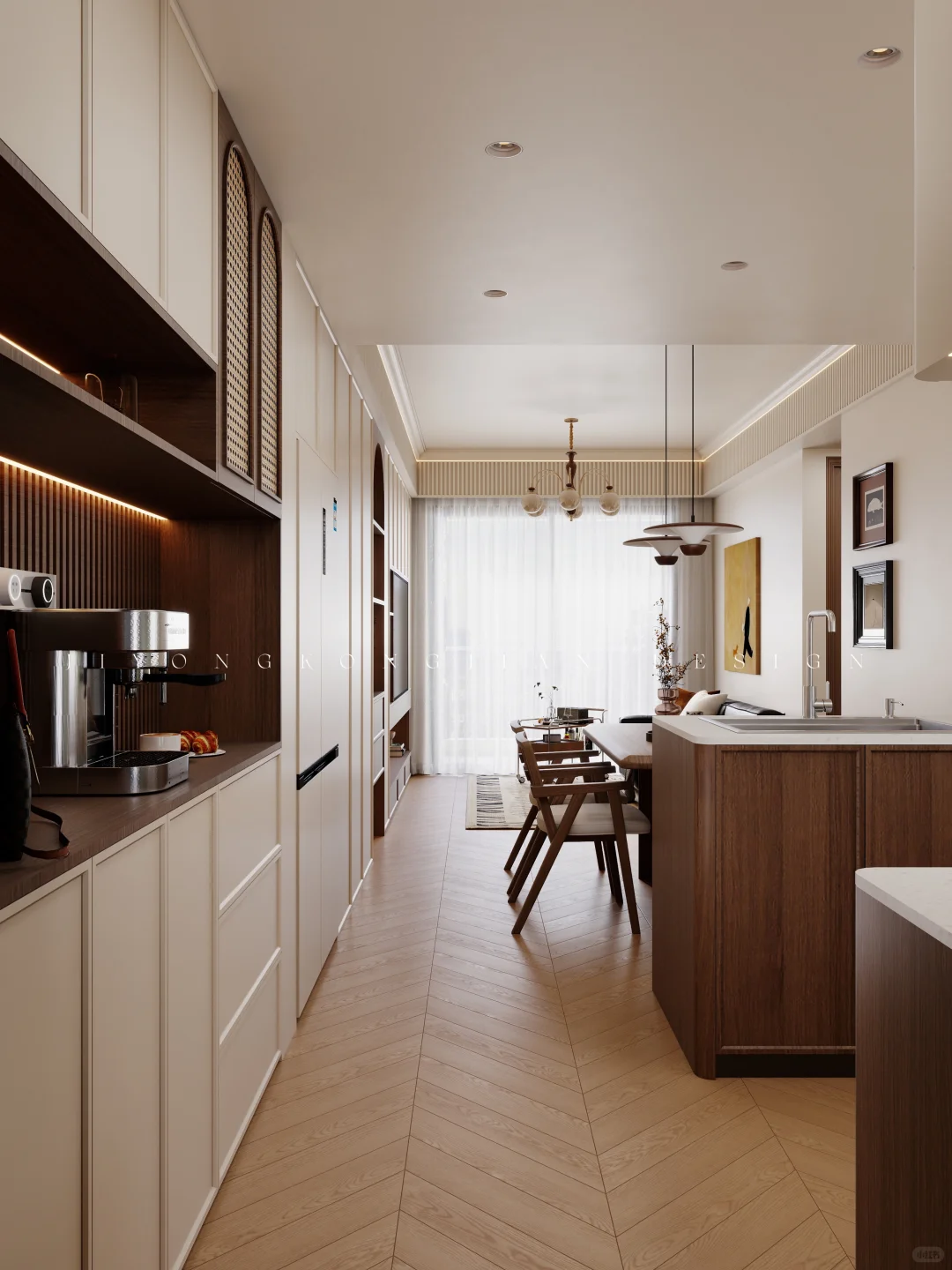 开间2.9米!也能做中古风玄关餐边一体柜❤️