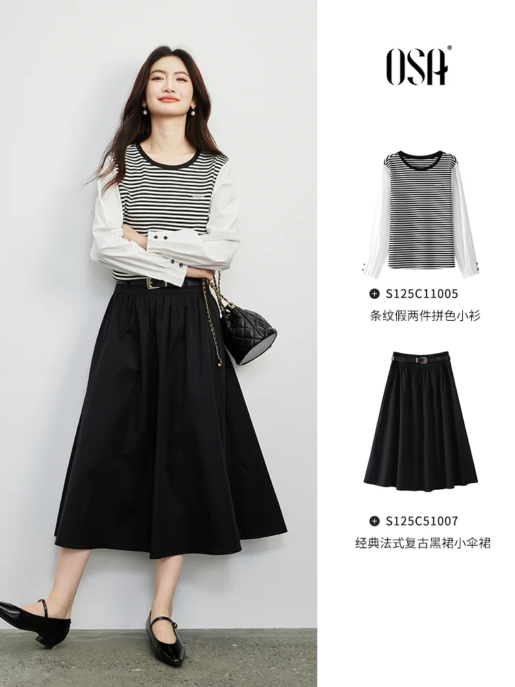 欧莎 ·经典法式复古黑裙小伞裙