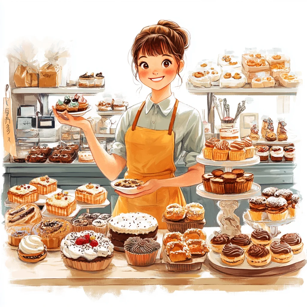 卡通人物插画头像 爱烘焙的女生 少女头像