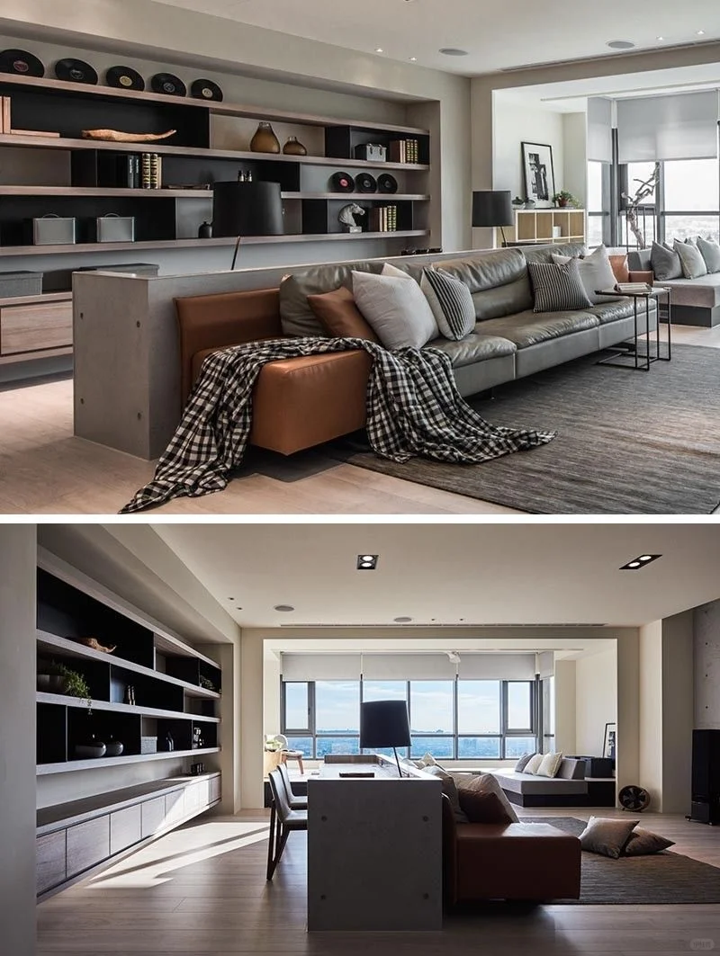 10张实拍图！大客厅沙发后塞书桌，显大实用