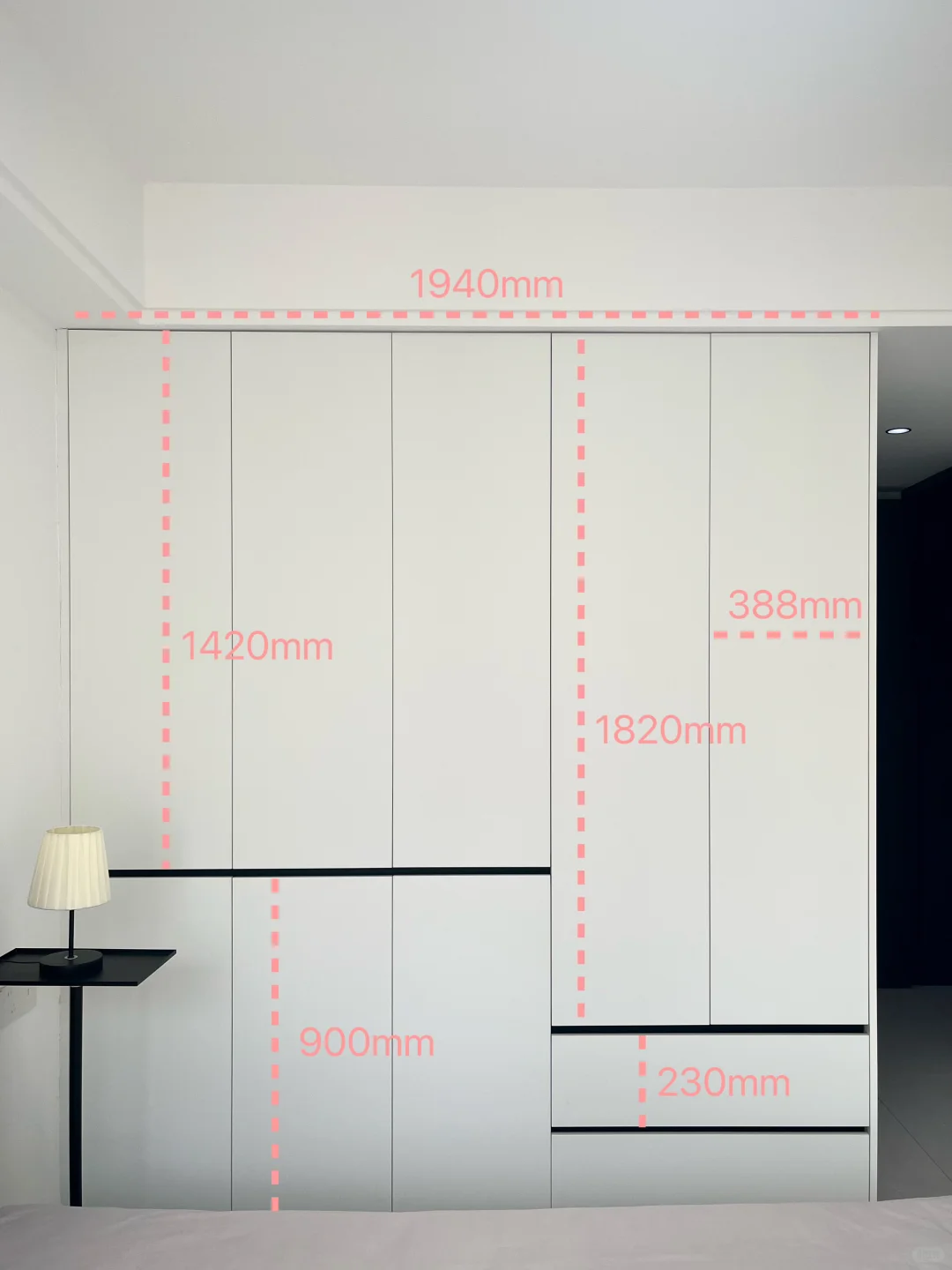 小红书抄来的分段式白色极简衣柜 附尺寸