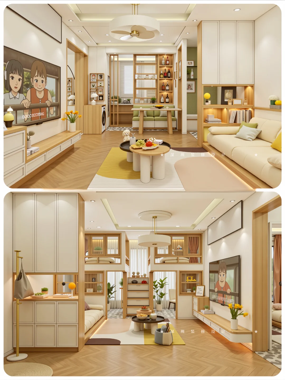 55㎡爆改5房?,双儿童房超强收纳豪宅感