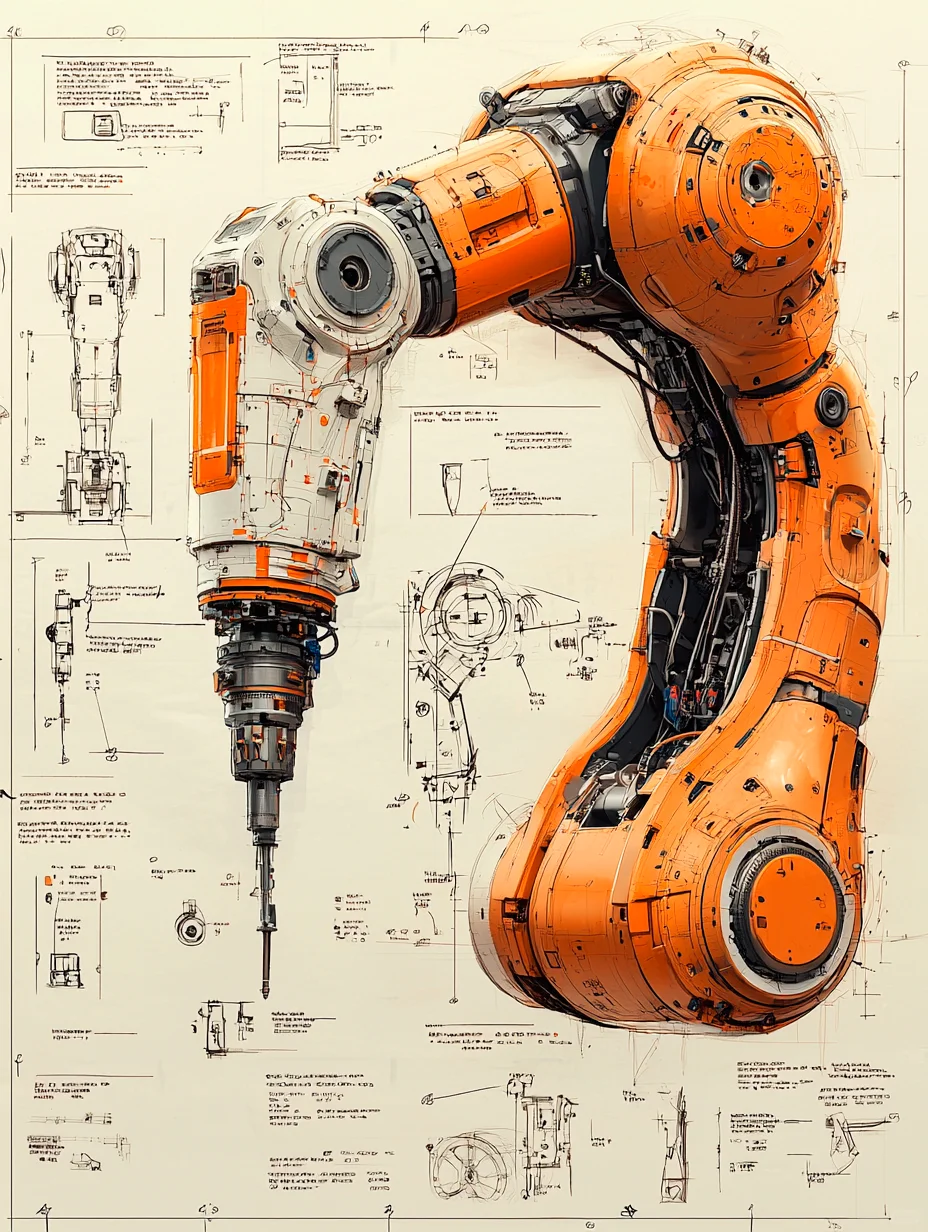 生产自动化·机械臂 设计线稿［咒语］