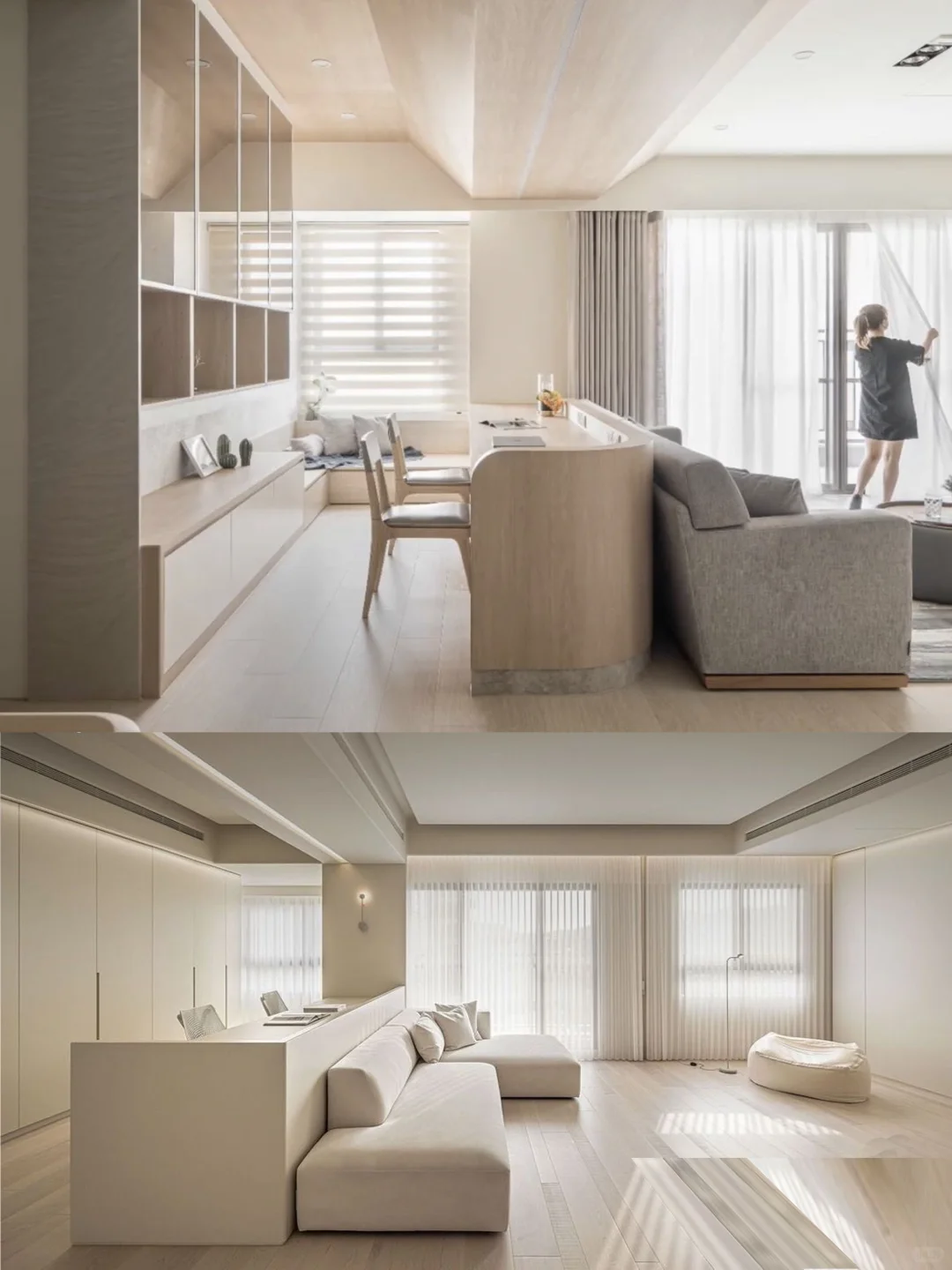 10张实拍图！大客厅沙发后塞书桌，显大实用