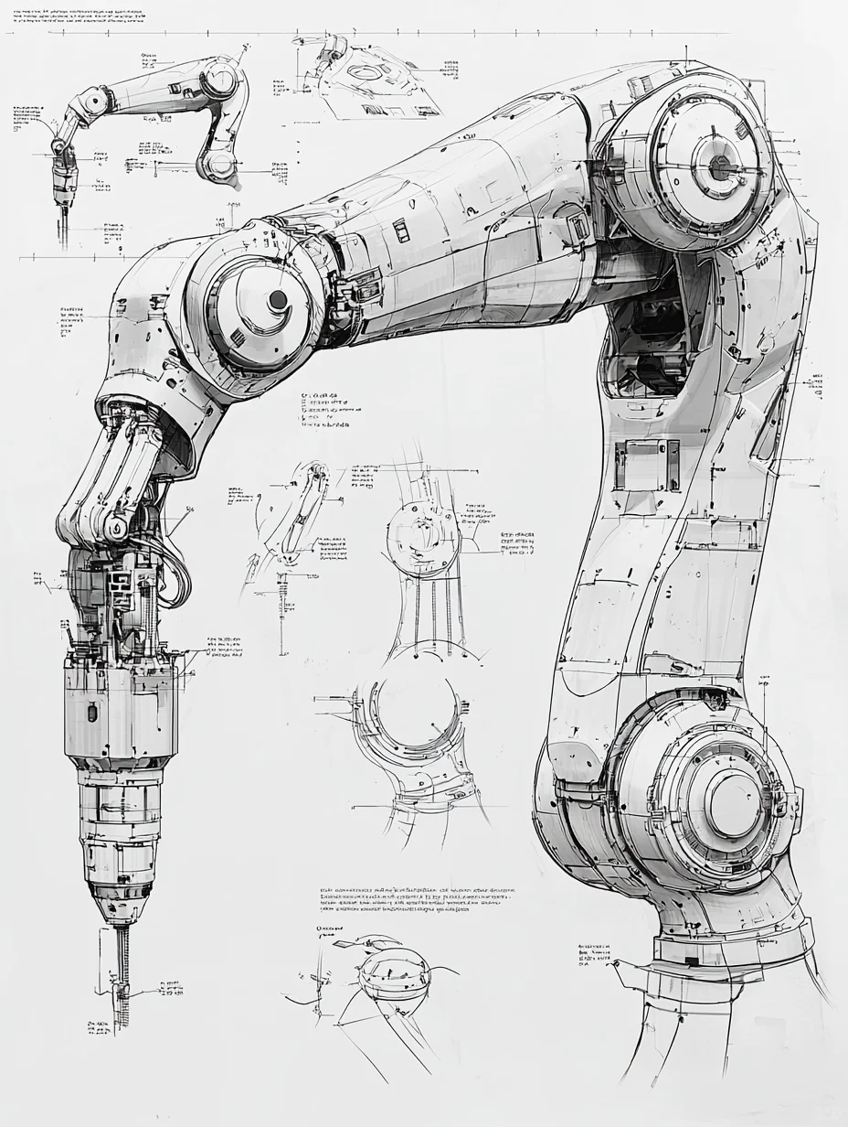 生产自动化·机械臂 设计线稿［咒语］