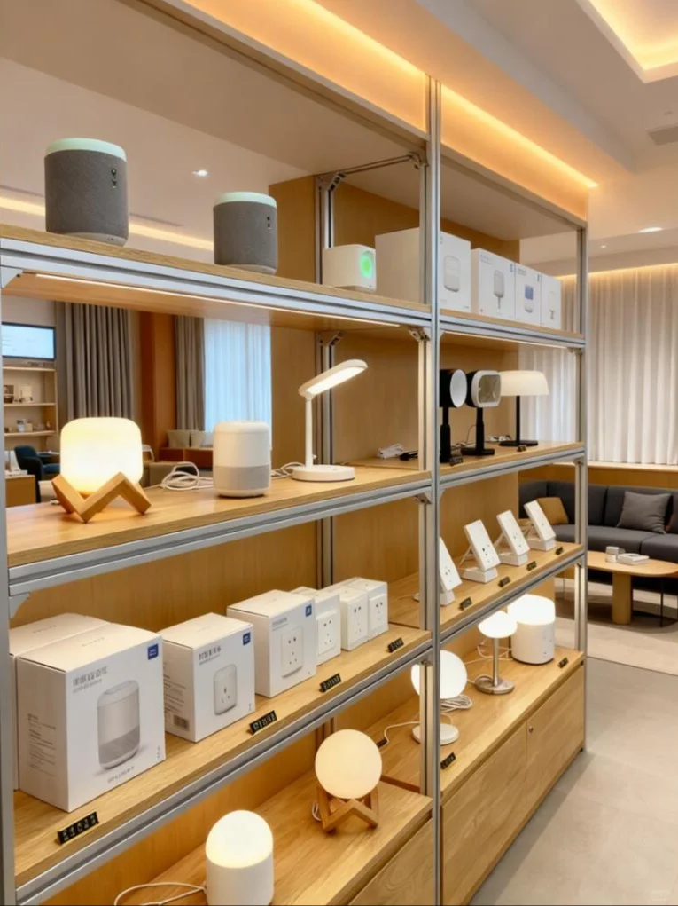 智能家居店陈列架|这展示架把科技感与质感