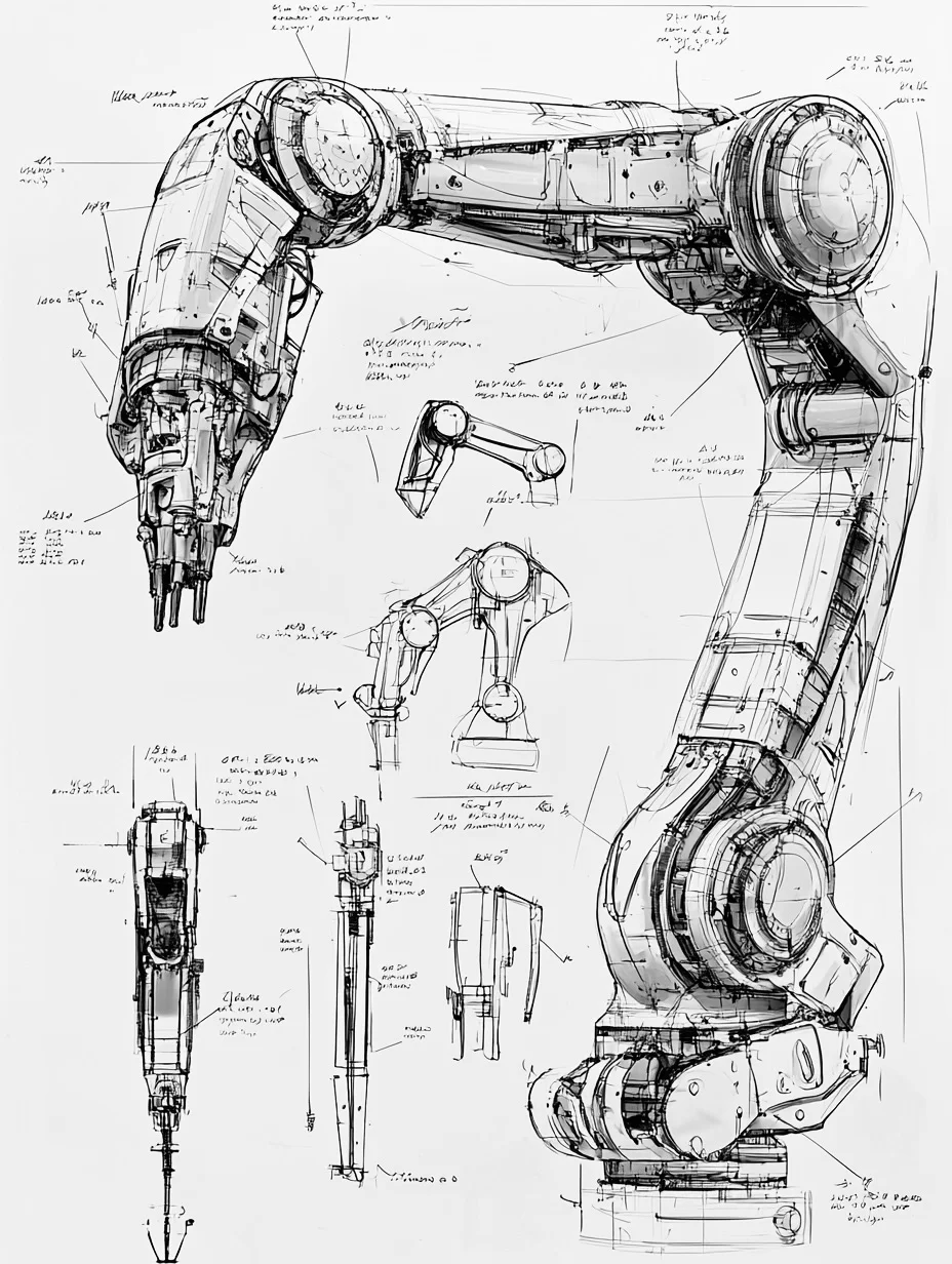 生产自动化·机械臂 设计线稿［咒语］