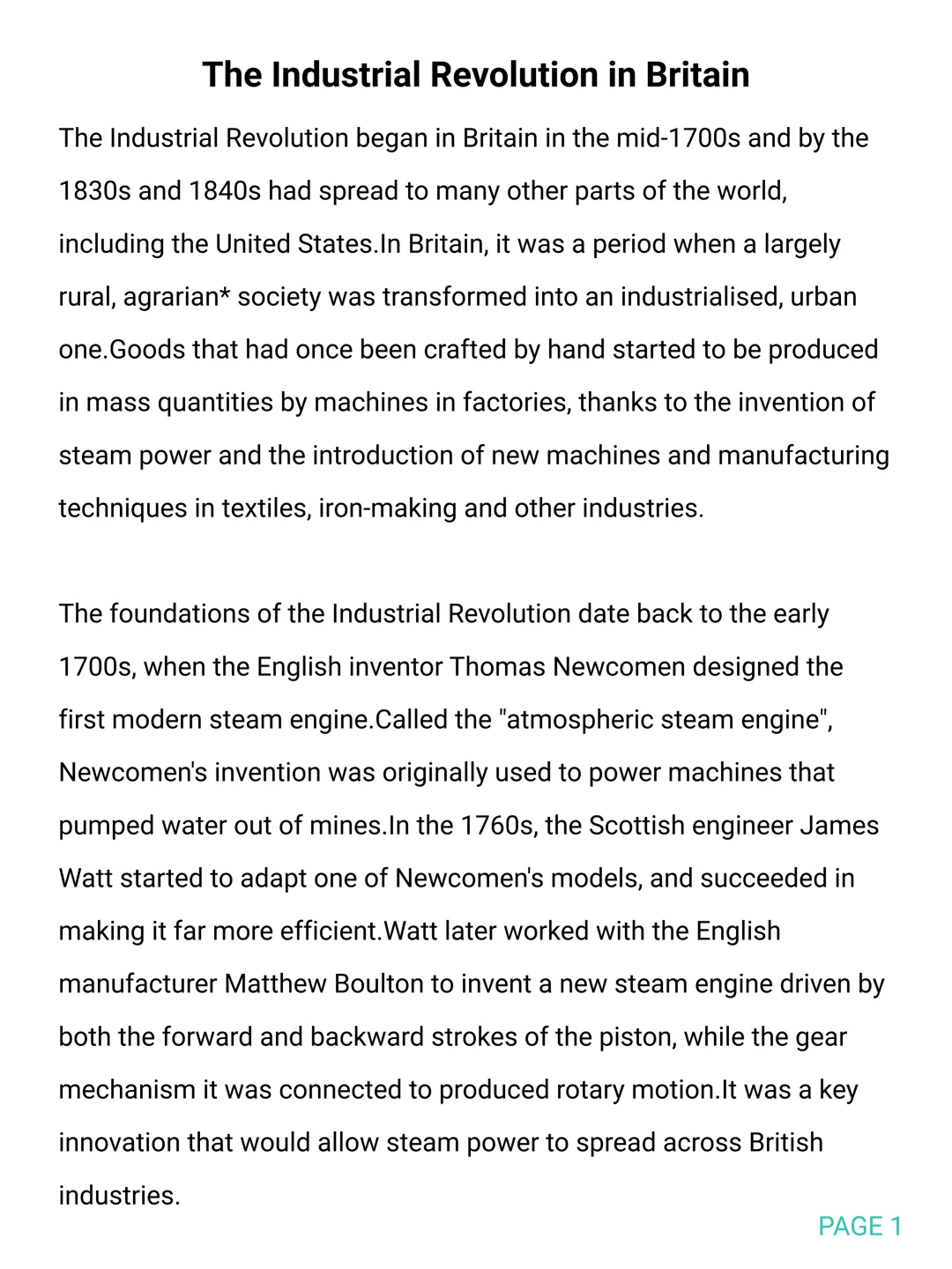 雅思阅读The Industrial Revolution