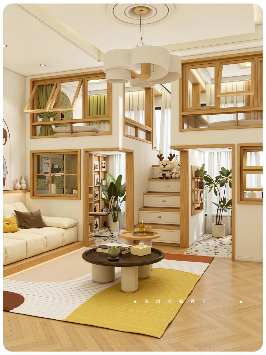 55㎡爆改5房?,双儿童房超强收纳豪宅感