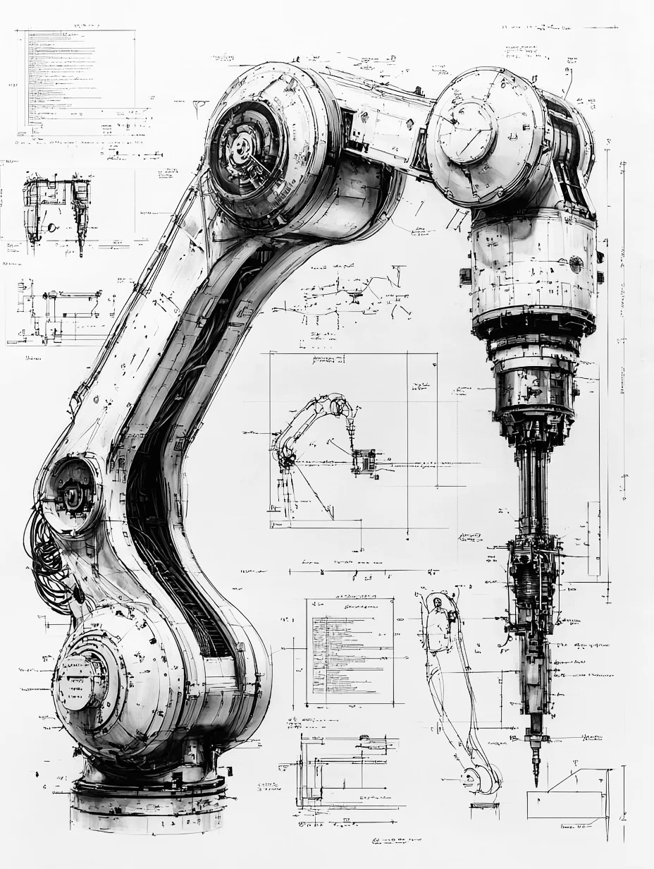 生产自动化·机械臂 设计线稿［咒语］