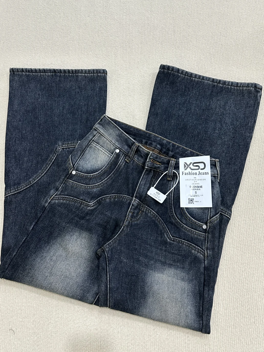 测评已出 不是平替 水泥灰加绒加厚牛仔裤