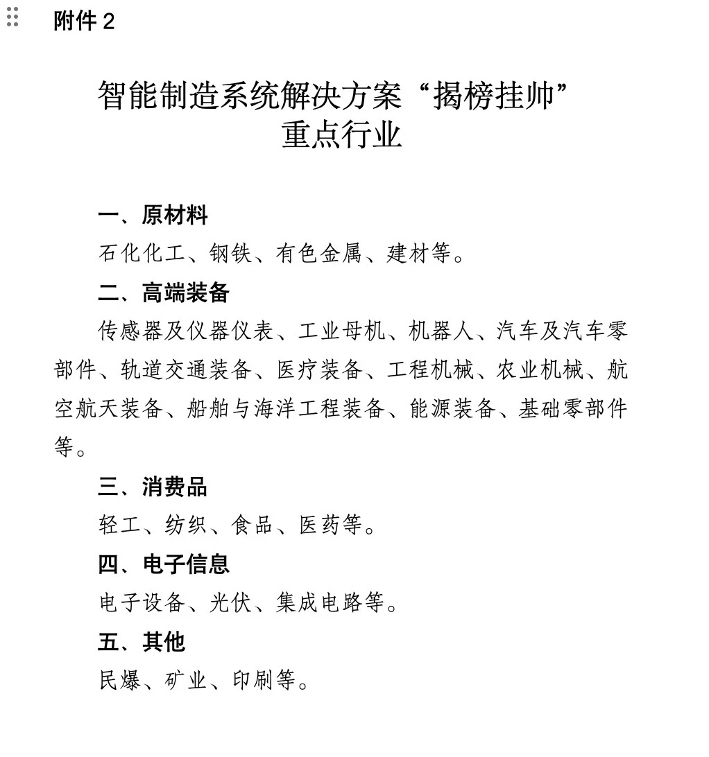2025智能制造系统解决方案“揭榜挂帅”申报
