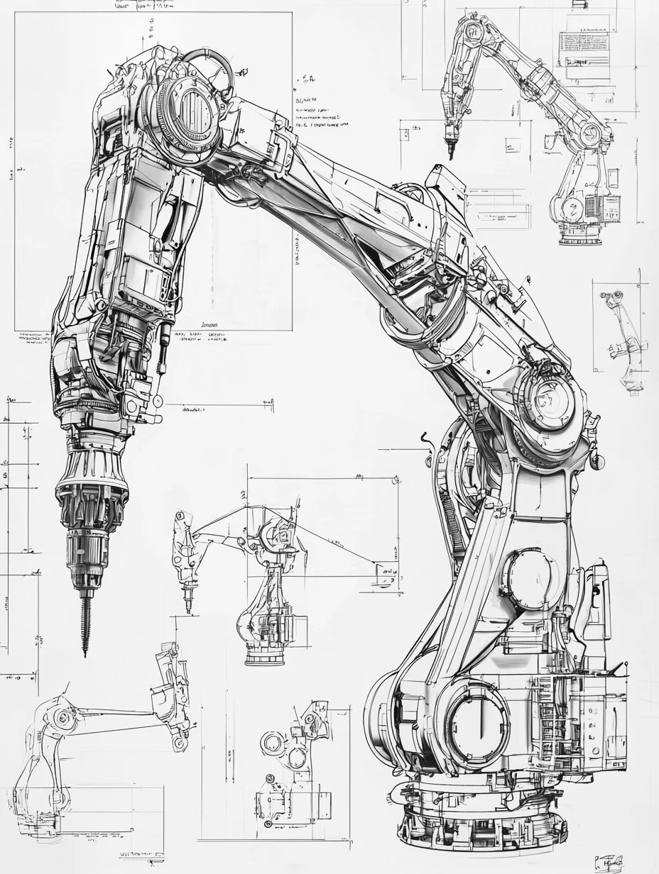 生产自动化·机械臂 设计线稿［咒语］