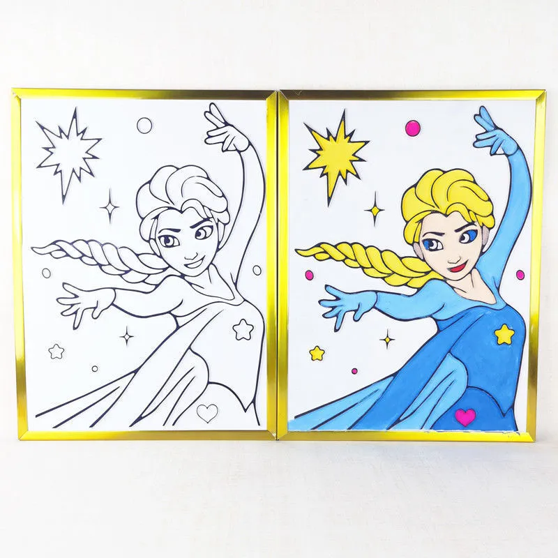 ?孩子的创意天地?儿童画画涂色凹凸画涂鸦画填色水彩画DIY画板玩具广场摆摊涂鸦画