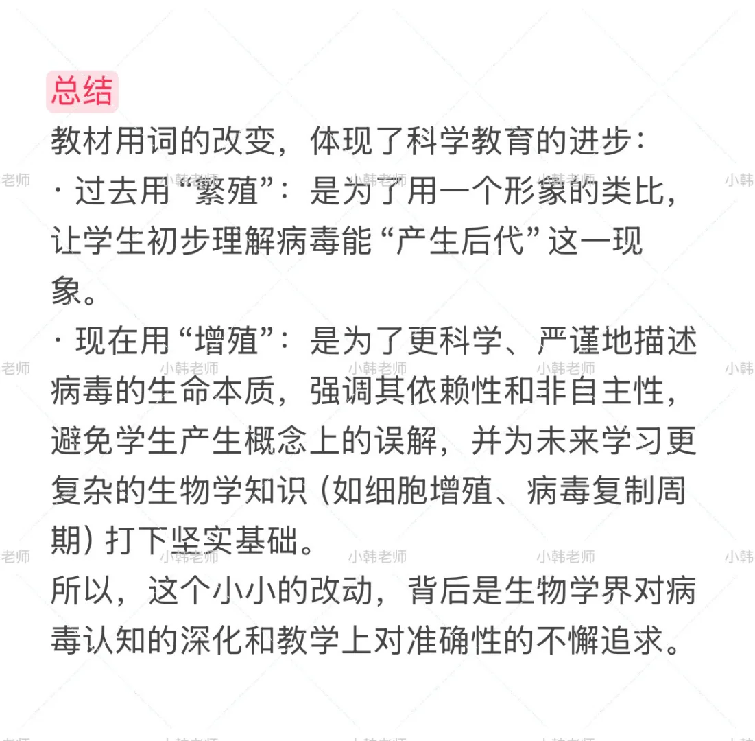 初中生物教材为什么将病毒繁殖改为病毒增殖