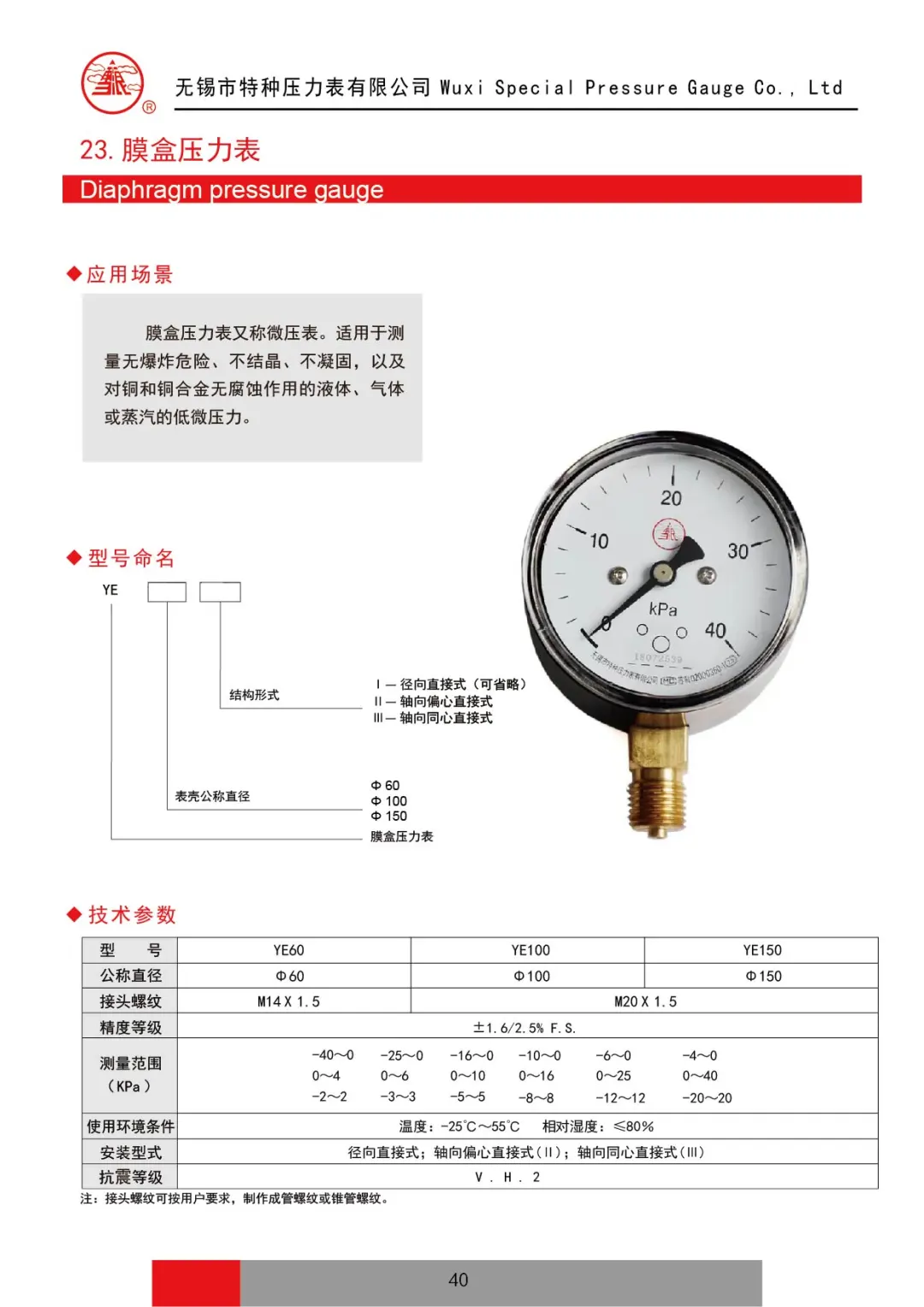 新版选型手册-膜盒压力表&不锈钢膜盒压力表