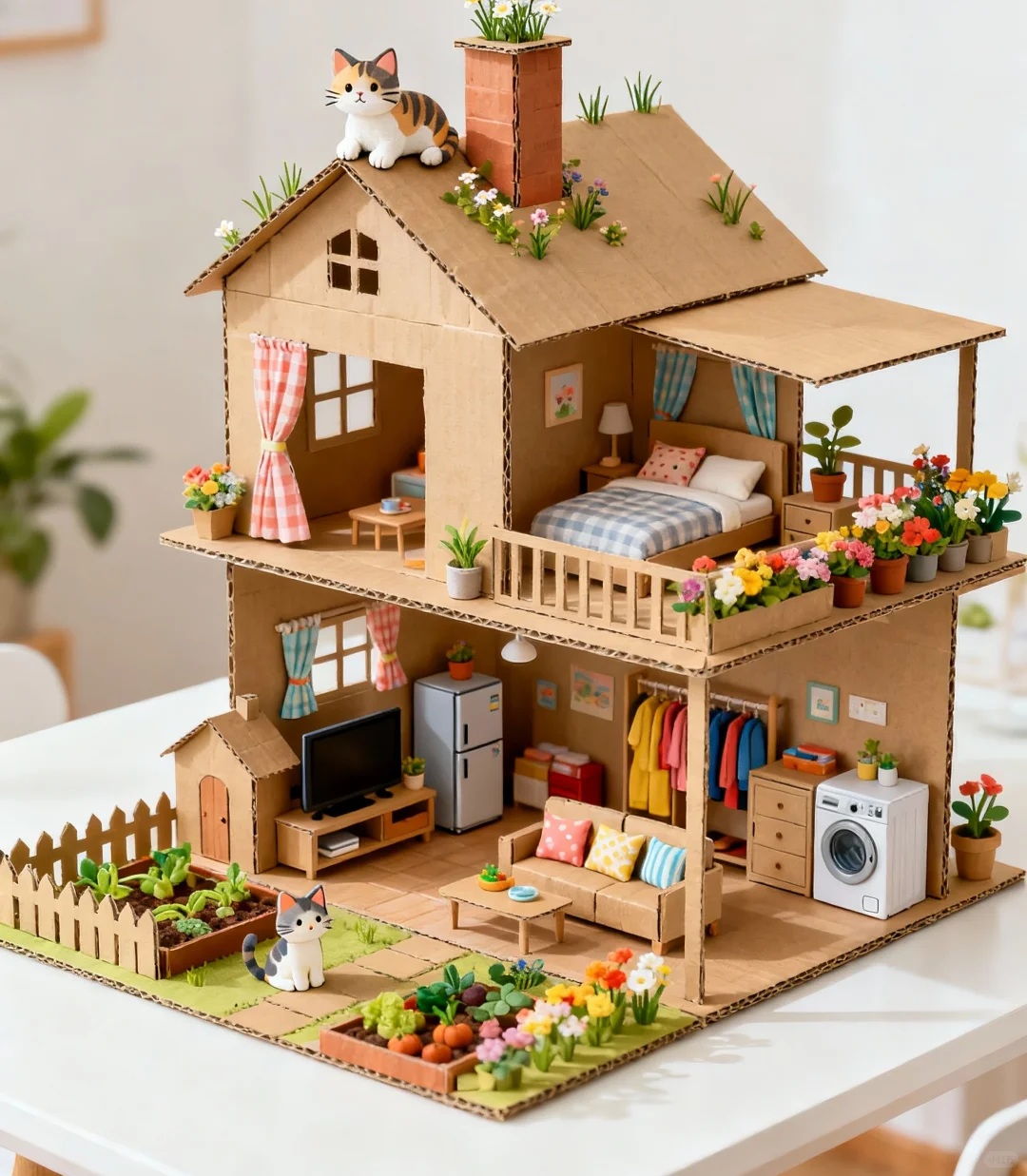 小朋友喜欢纸壳做的手工房子，你喜不喜欢