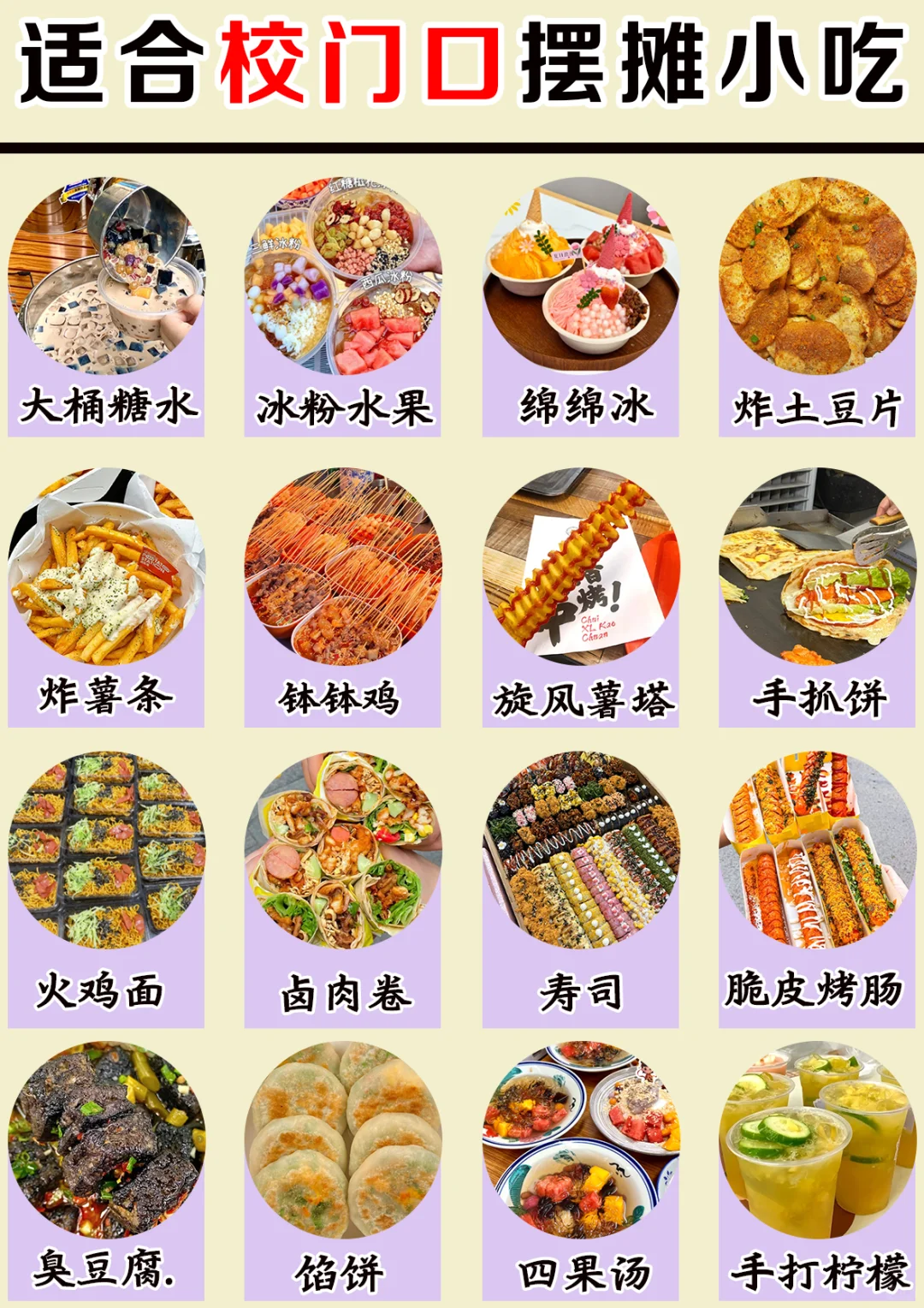 摆摊小吃100种大全！！