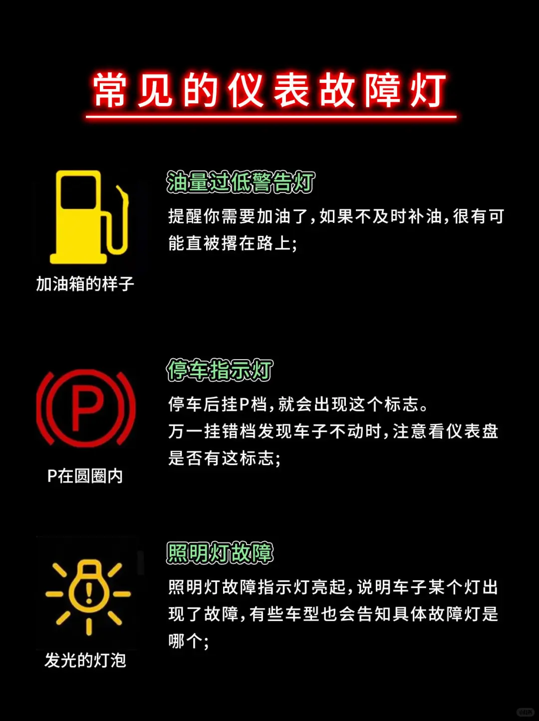 汽车故障灯图详解，轻松应对