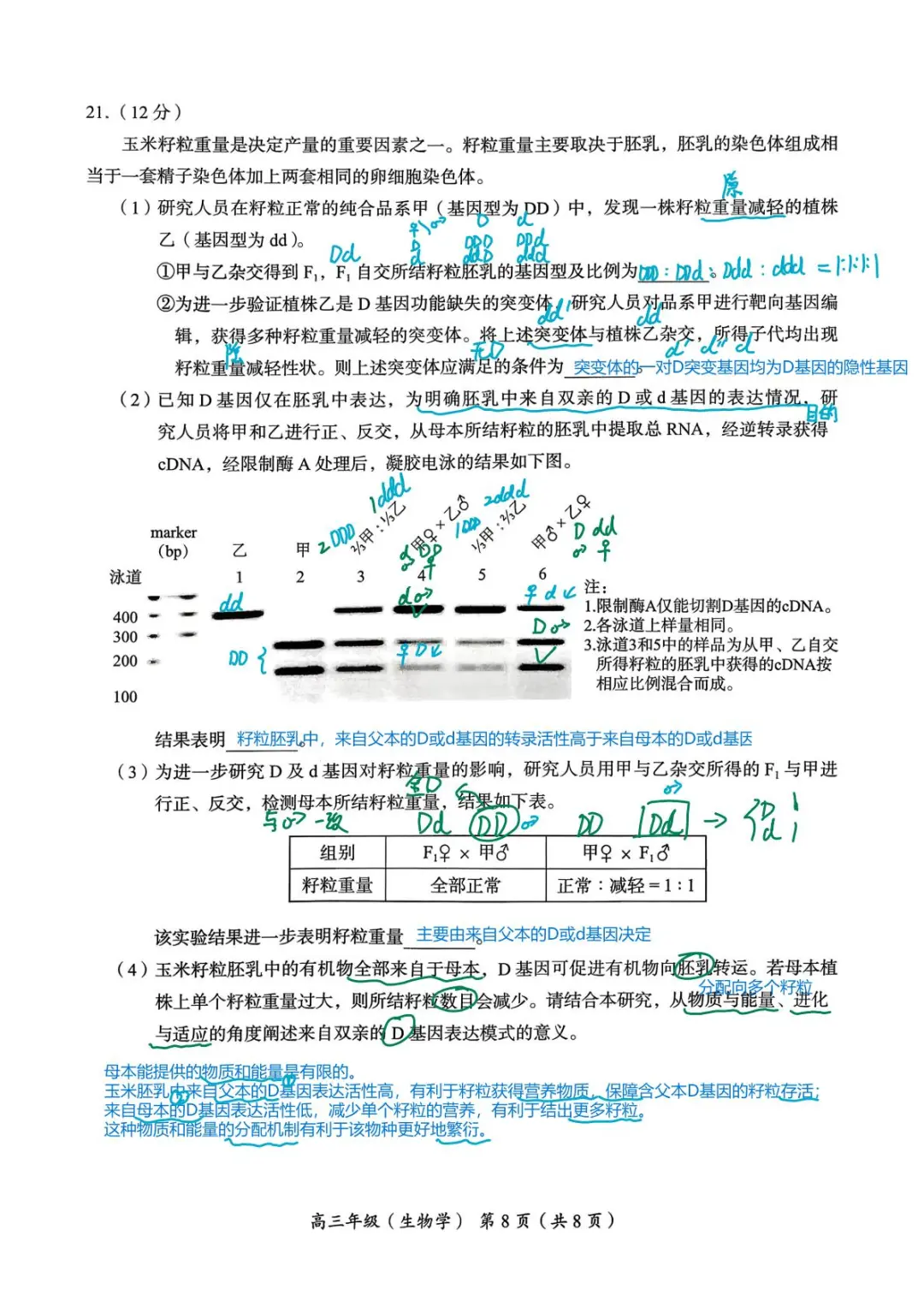 2025-2026北京海淀期中高三生物全解析版
