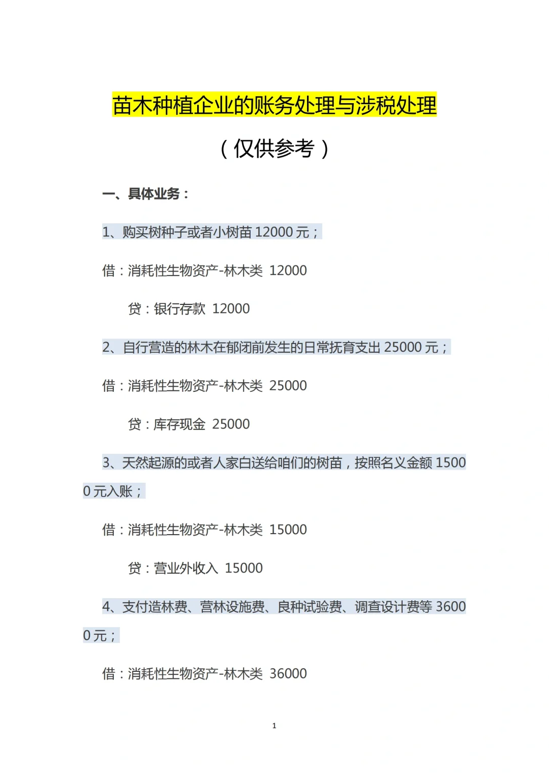 苗木种植企业的账务处理与涉税处理