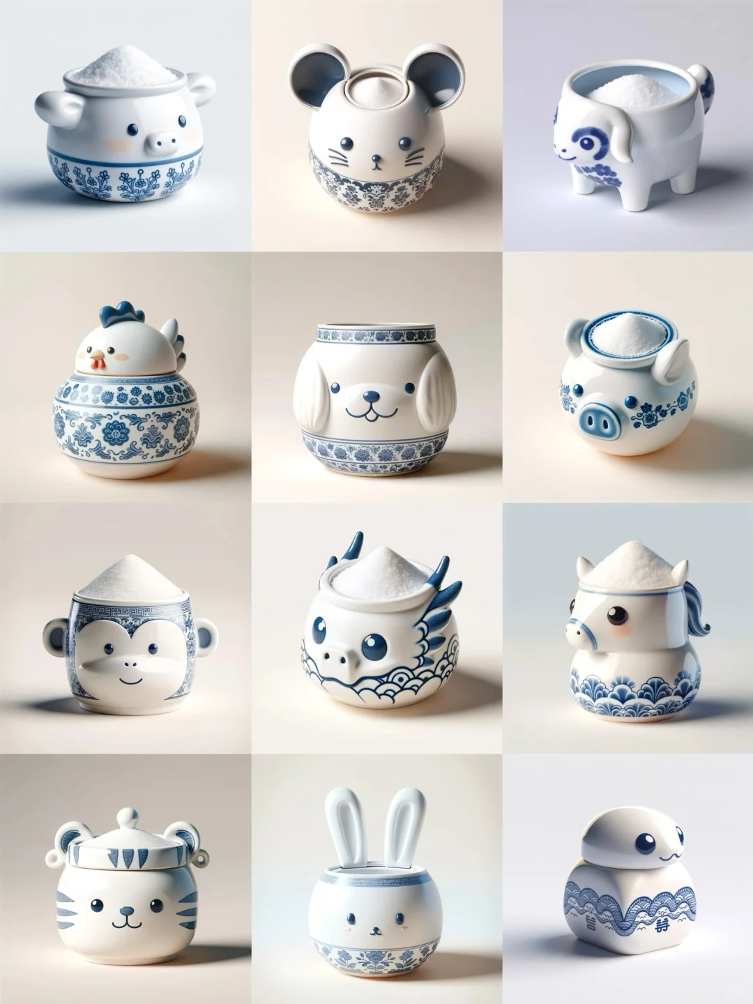 十二缘陶｜青花瓷十二生肖陶瓷罐