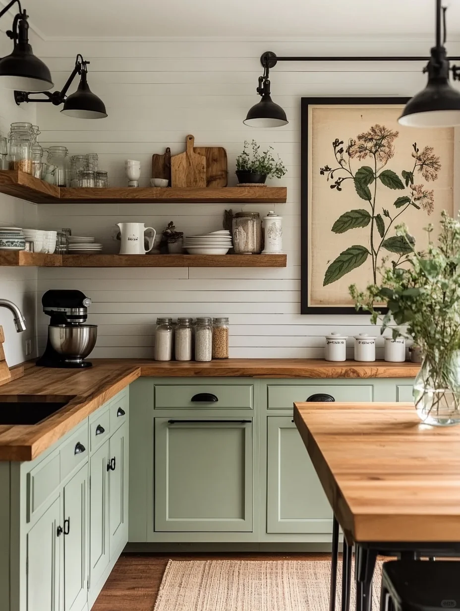 好温馨|用复古元素打造现代农舍厨房