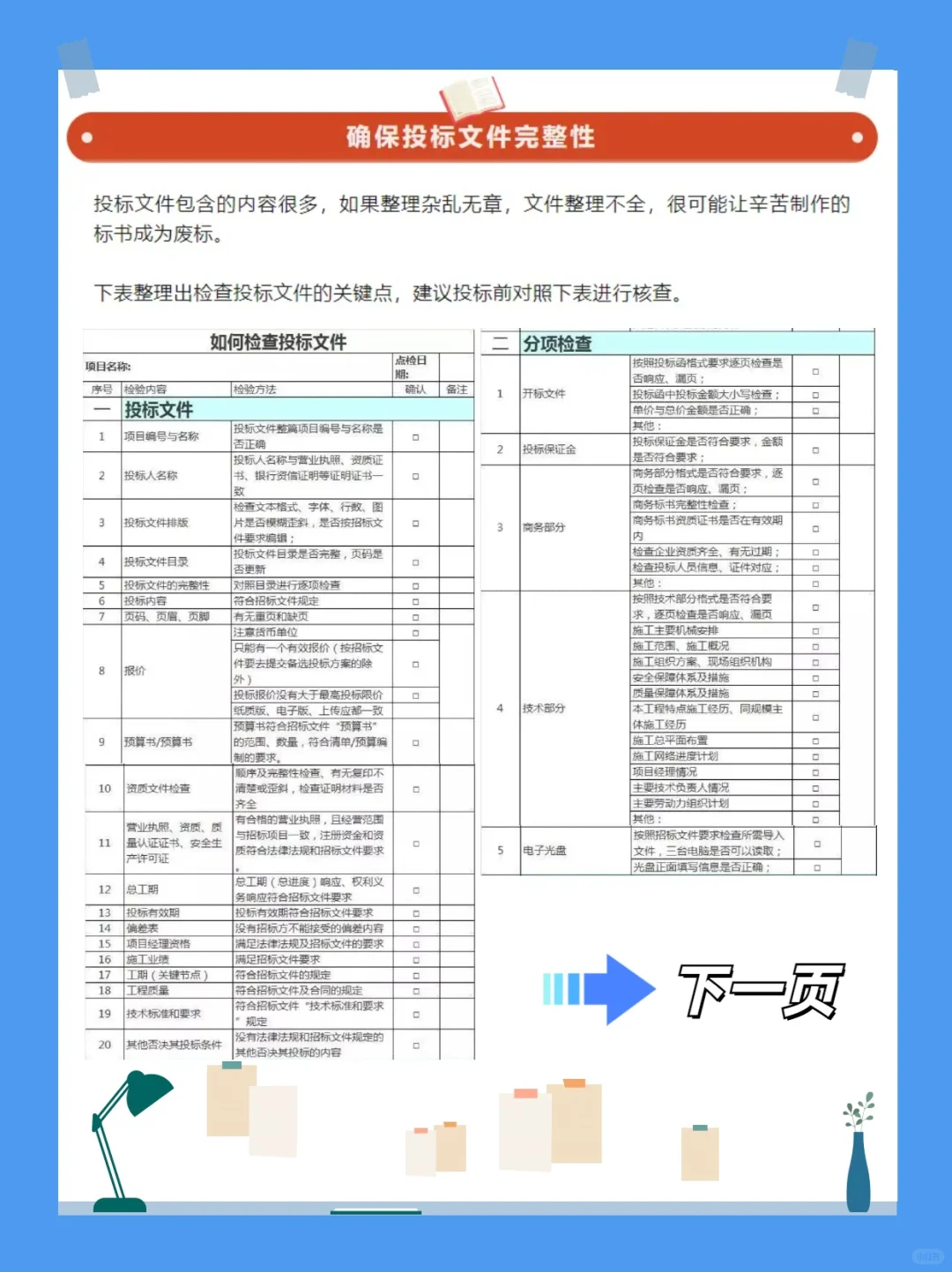 【招投标必看】标书逐项检查表?，让你不迷茫
