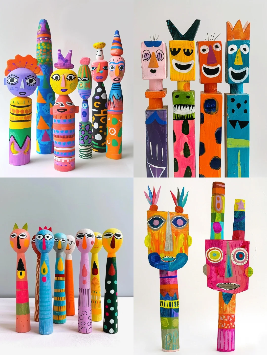 彩绘图腾木棍，非常好看，孩子参与感特别强