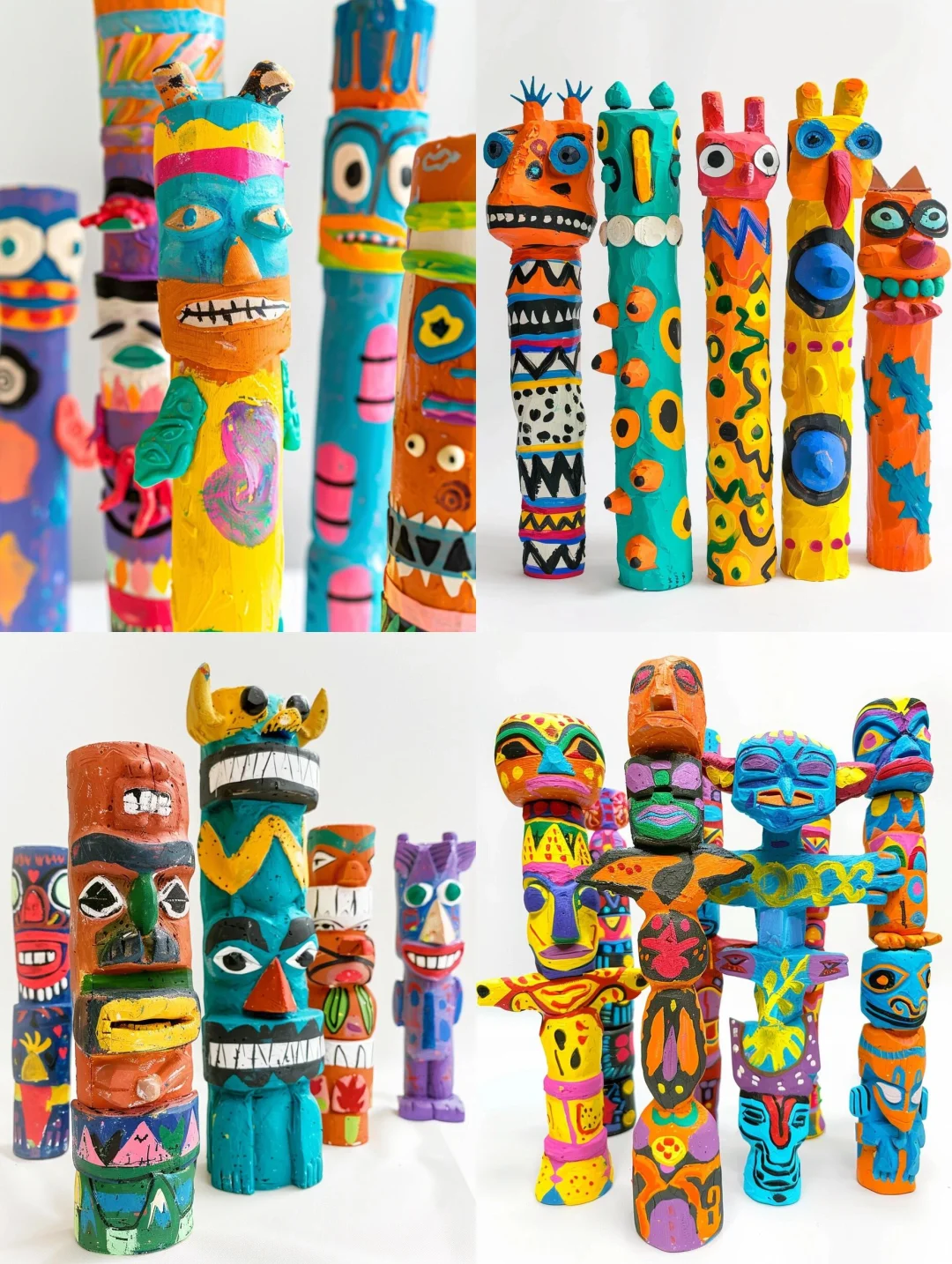 彩绘图腾木棍，非常好看，孩子参与感特别强