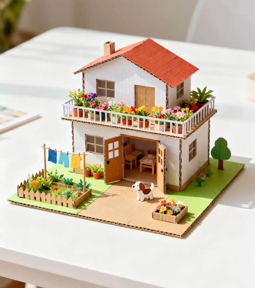 小朋友喜欢纸壳做的手工房子，你喜不喜欢