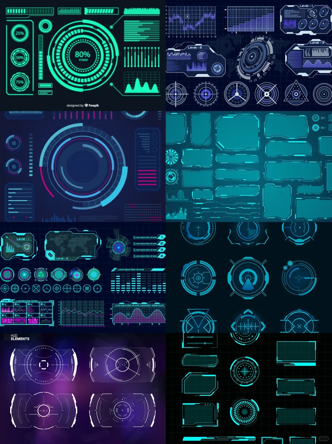 科技未来游戏HUD仪表界面UI素材