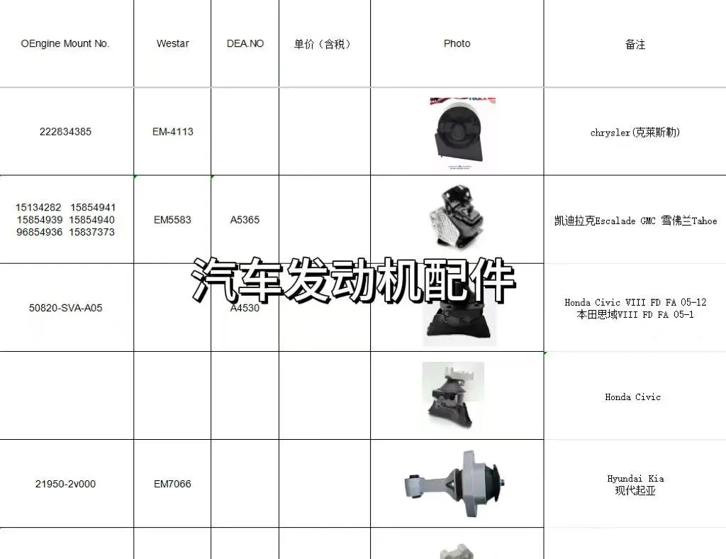 高质量汽车发动机配件