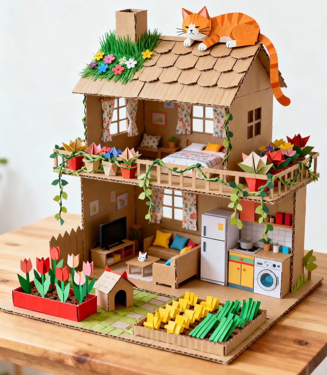 小朋友喜欢纸壳做的手工房子，你喜不喜欢