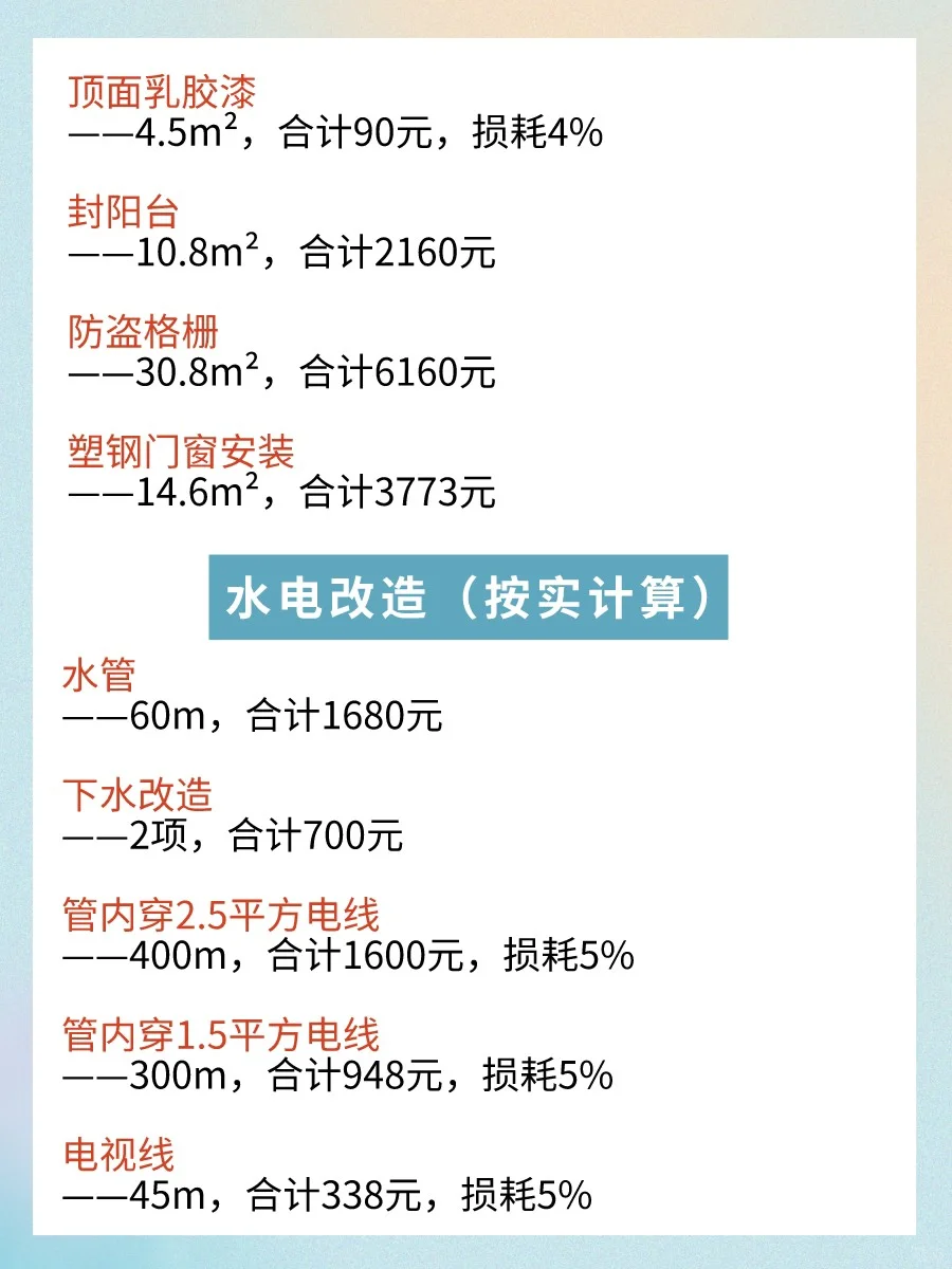 9万装修110平新房❤附装修价格表参考清单❤