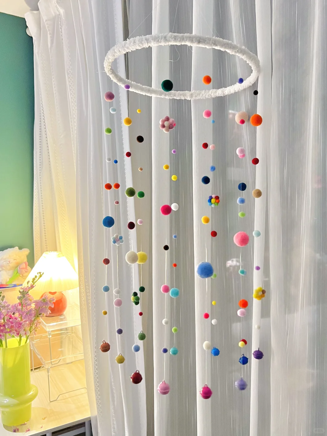 ?DIY手工教程|哄小宝宝的毛球风铃?