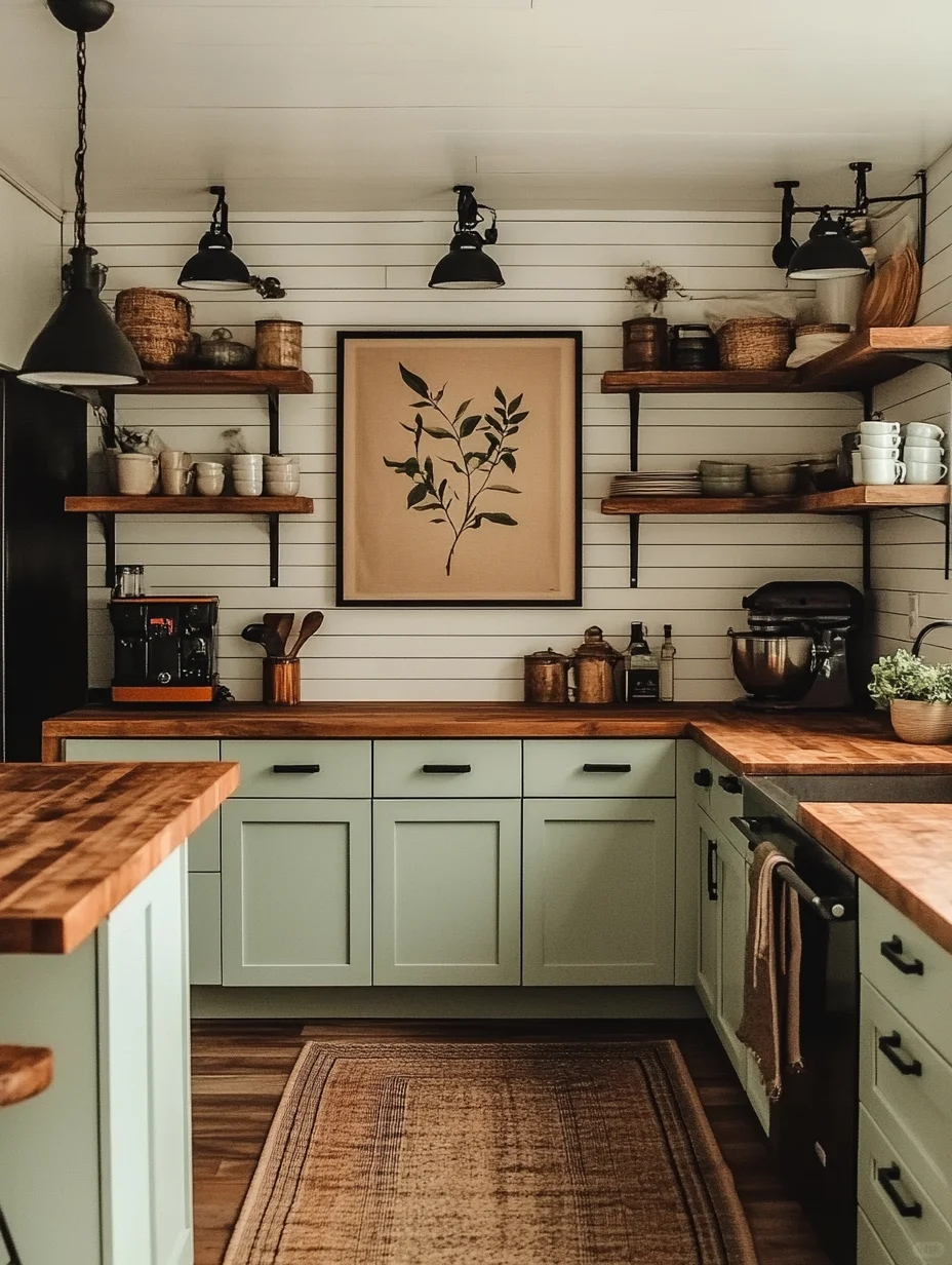 好温馨|用复古元素打造现代农舍厨房