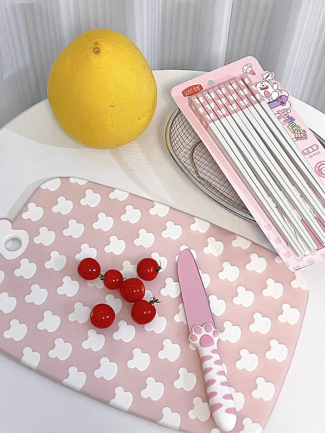 我的粉色菜板真的很好用耶！