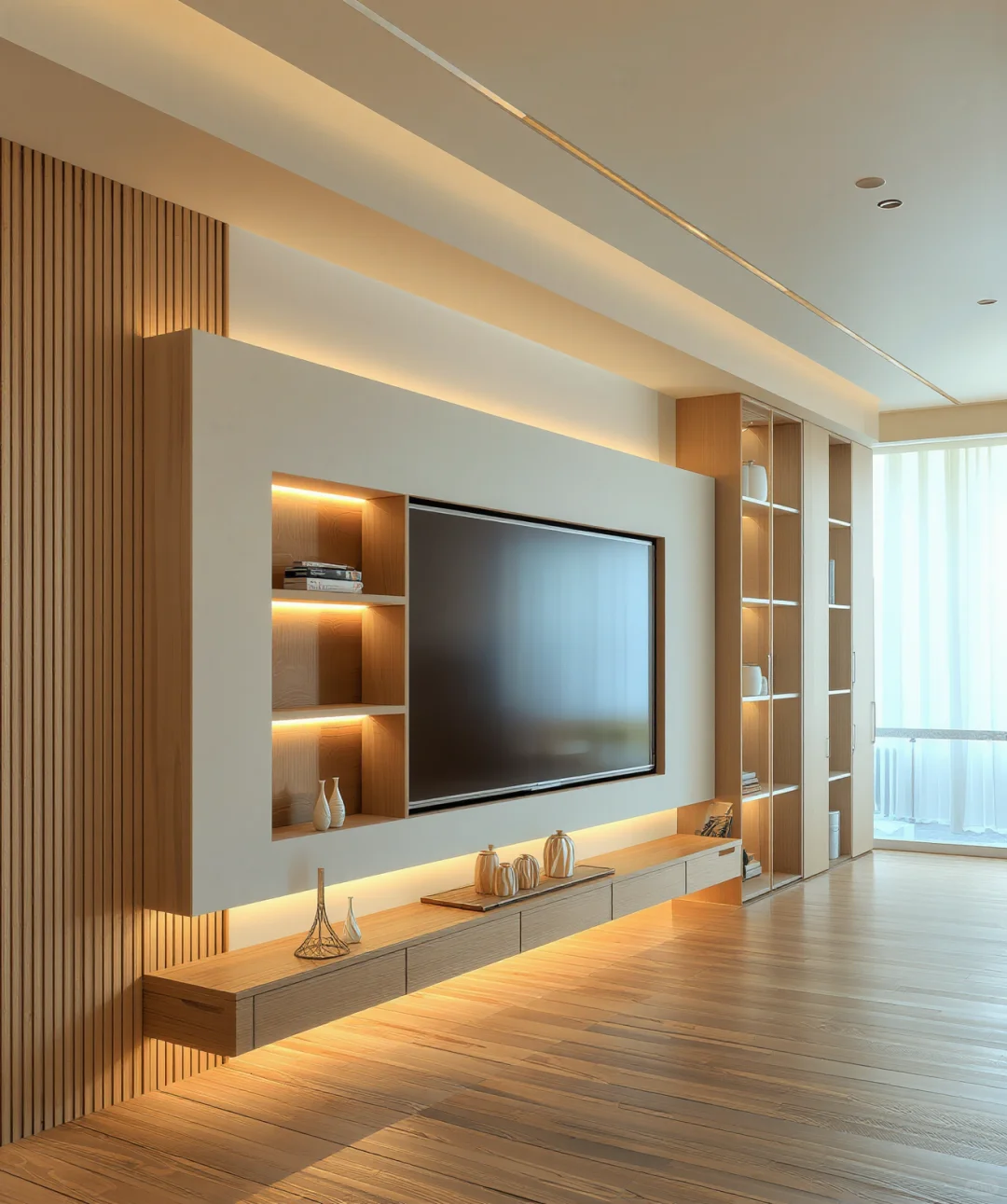 书架掏圆做沙发，原木极简把松弛感卷明白了