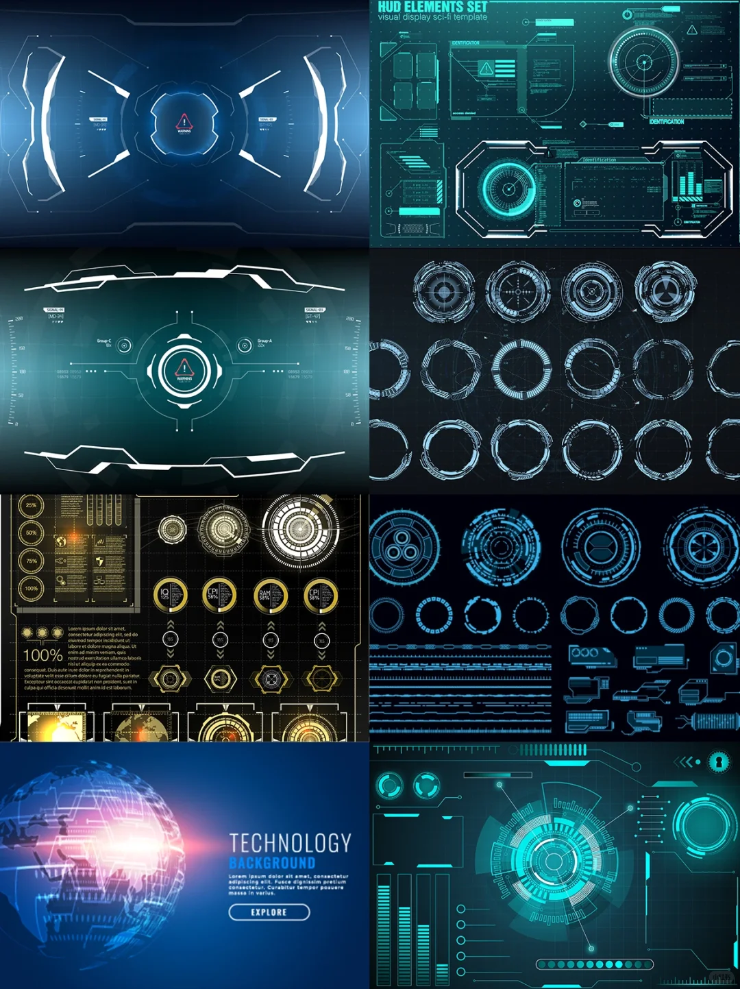 科技未来游戏HUD仪表界面UI素材