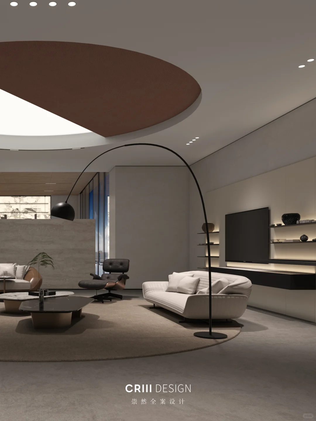 弧形沙发空间，这样设计太显空间感了！