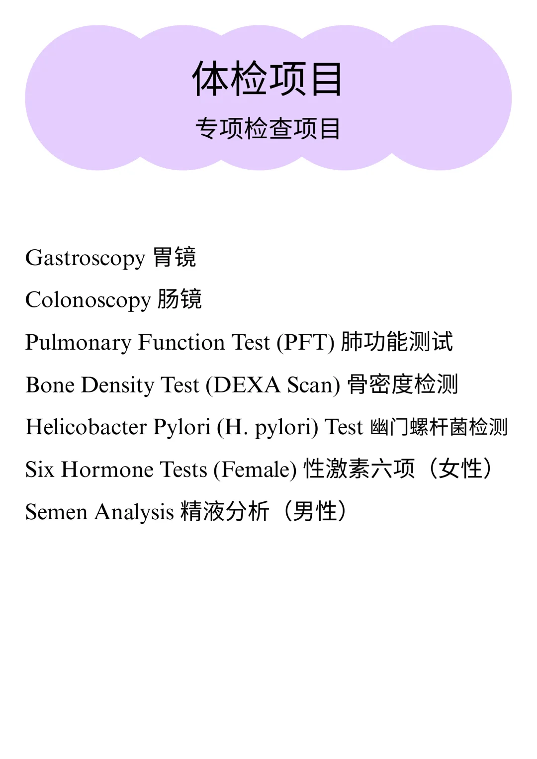 医学英语｜体检项目3