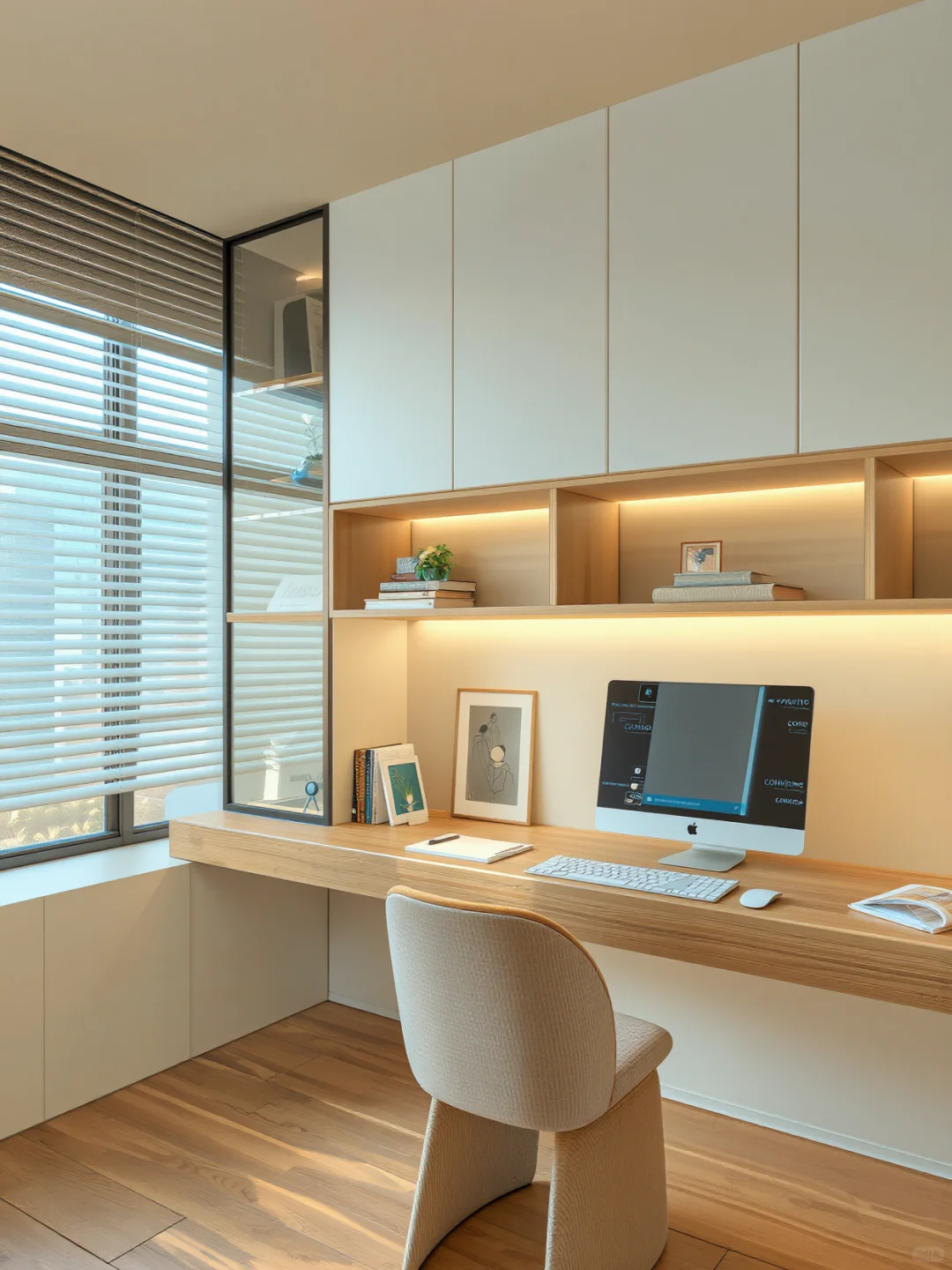 书架掏圆做沙发，原木极简把松弛感卷明白了