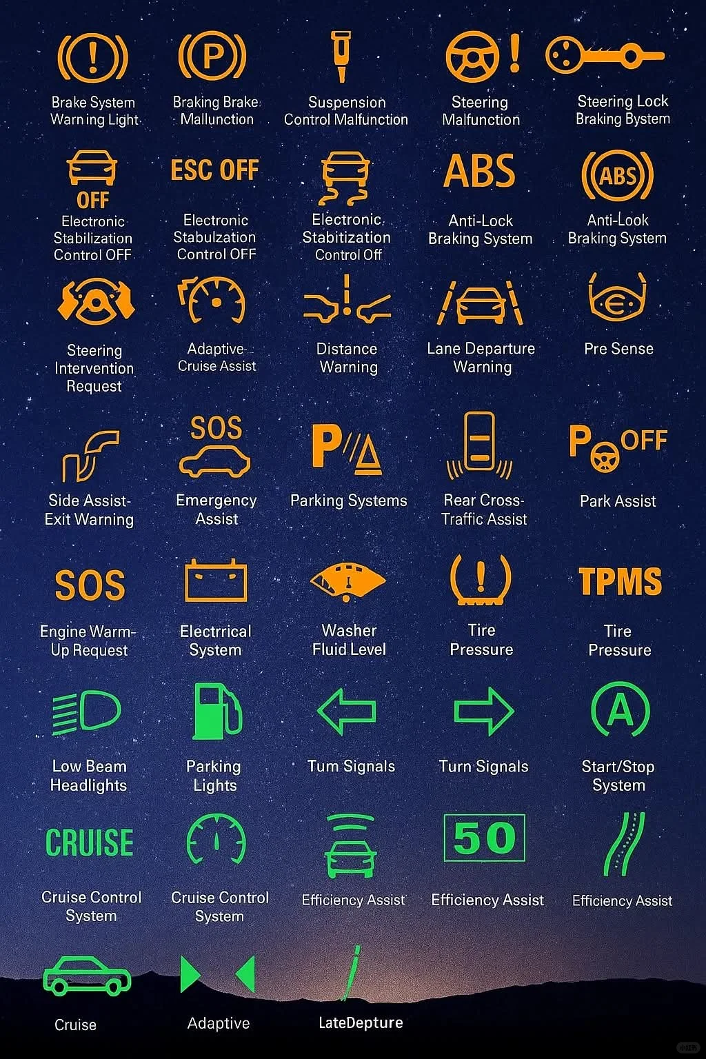 汽车仪表板标识详解