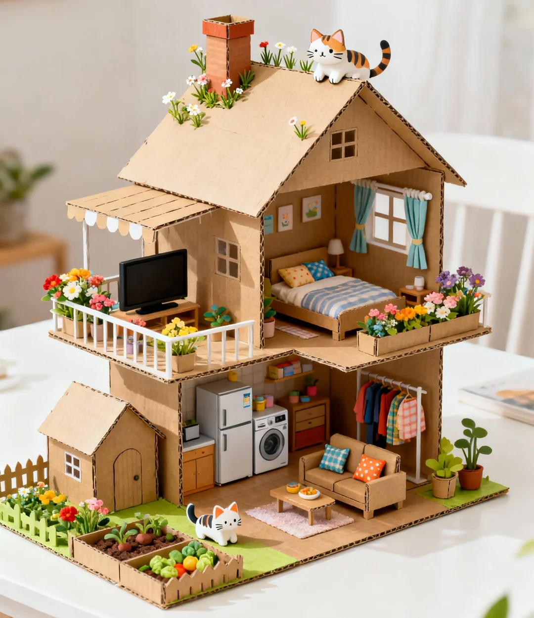 小朋友喜欢纸壳做的手工房子，你喜不喜欢