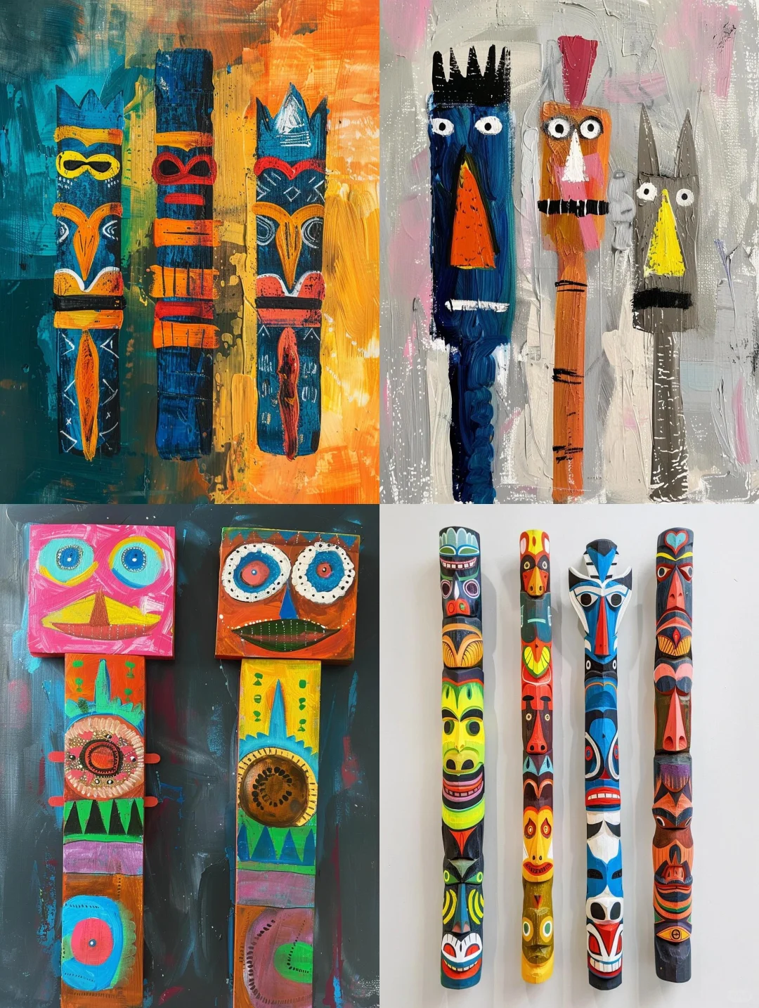 彩绘图腾木棍，非常好看，孩子参与感特别强