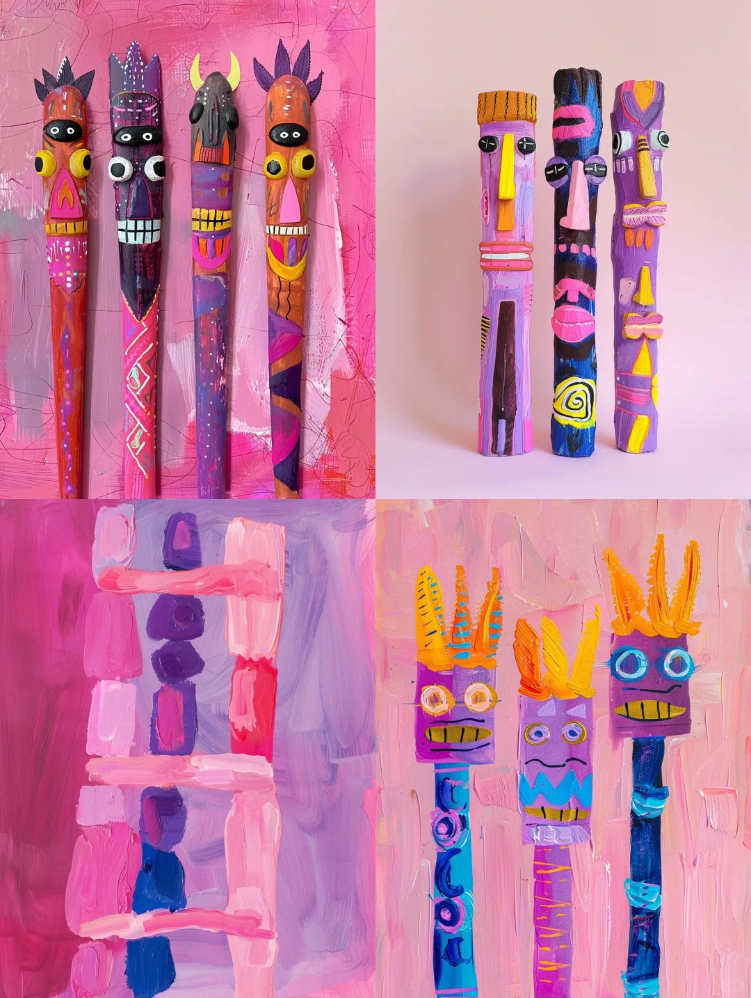 彩绘图腾木棍，非常好看，孩子参与感特别强