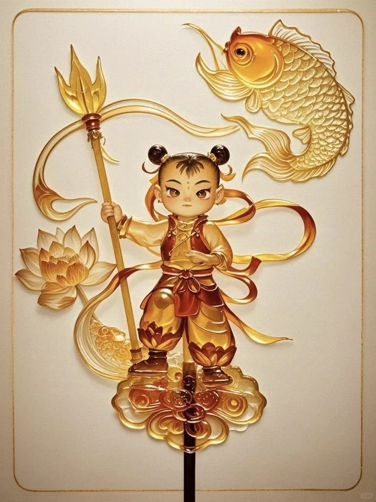 哪吒非遗糖画艺术风格